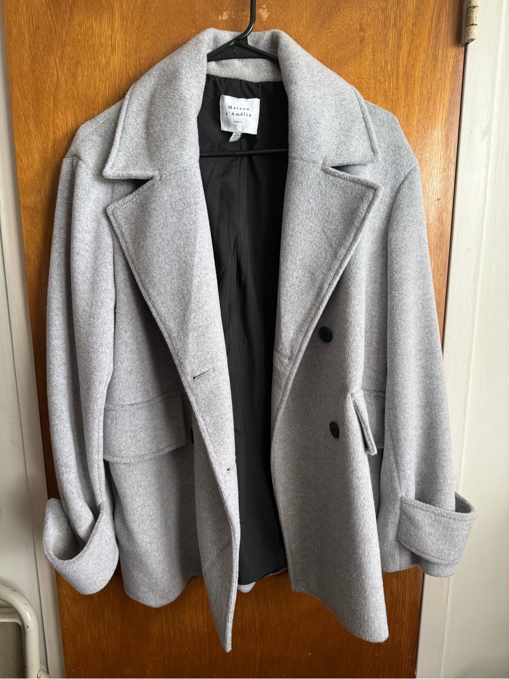 Maison d’Adelie Light Gray Double-Breasted Peacoat